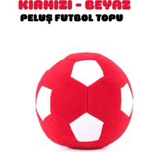 esdishopping Peluş Futbol Topu Kırmızı-Beyaz Yumuşak Peluş Top 20X20CM