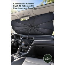 Yenilig 1 Adet Araba Ön Cam Güneşlik Şemsiye – Katlanabilir 5 Katmanlı Elyaf, 10 Kaburgalı Ön Cam Koruyucu, Sunshade