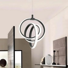 Siyah Modern Sarkıt LED Avize Beyaz Işık Salon Mutfak Oda Hol Ledli Avize