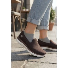StilFest Look Life 26207 Kahverengi Ortopedik Kadın Sneaker Bağcıksız Hafif Yazlık Fileli Günlük Ayakkabı