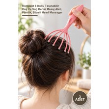 Yenilig 3 Adet Mini Kafa Masaj Aleti – Kompakt 6 Kollu Taşınabilir Baş ve Saç Derisi Masaj Aleti, Plastik, Bilyeli Head Massager