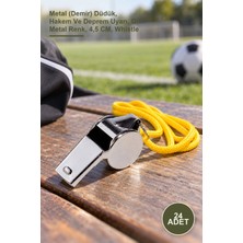 Yenilig 24 Adet Metal Ipli Ikaz Düdüğü – Metal (Demir) Düdük, Hakem ve Deprem Uyarı, Gri Metal Renk, 4,5 Cm, Whistle