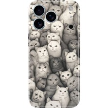 Senada iPhone 17 Pro / 18 Pro Kılıf Desenli Baskılı Tpu Rubber Kapak Silikon Karakalem Kedi