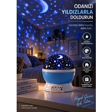 Rgb Yıldızlı Galaksi Projektör Gece Lambası USB Şarjlı Renkli Atmosferik LED Işık Dekoratif Oda Aydınlatma