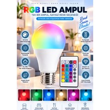 Rgb LED Ampul Kumandalı Renk Değiştiren Akıllı LED Ampul 16 Renkli Dekoratif Aydınlatma