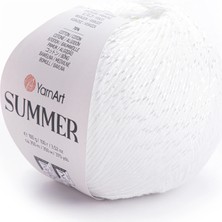 Yarnart Summer Beyaz Pamuklu Merserize El Örgü Ipi 03