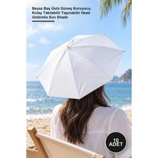 Yenilig 10 Adet Kafa Şemsiyesi – Beyaz Baş Üstü Güneş Koruyucu, Kolay Takılabilir Taşınabilir Head Umbrella Sun Shade