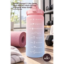Yenilig 3 Adet Günlük Motivasyon Su Matarası – Zaman Çizelgeli 2 Litre Geniş Ağızlı Bpa ve Toksin Içermez Taşınabilir Water Bottle