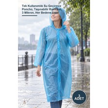 Yenilig 3 Adet Pratik Yağmurluk – Tek Kullanımlık Su Geçirmez Poncho, Taşınabilir Raincoat, 3 Mikron, Her Bedene Uyar
