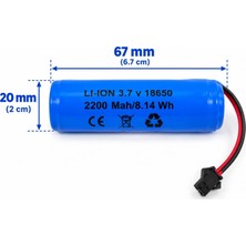 Mete BMS Korumalı 3.7 Volt 2200 Mah 18650 Li-Ion Şarj Edilebilir Uzaktan Kumandalı Araç Pili Siyah 2 Pin Soketli Oyuncak Araba Pili