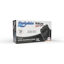 Dolphin Siyah Kalın Nitril Eldiven 100 Adet Xl