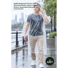 Yenilig 3 Adet Tek Kullanımlık Yağmurluk – Şeffaf Kapüşonlu Poncho, Hafif Su Geçirmez Plastik, Unisex, Festival Konser, Disposable Raincoat