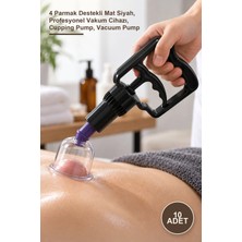 Yenilig 10 Adet Hacamat Pompası – 4 Parmak Destekli Mat Siyah, Profesyonel Vakum Cihazı, Cupping Pump, Vacuum Pump