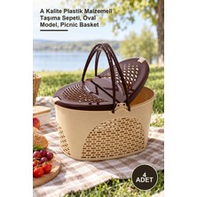 Yenilig 4 Adet Küçük Oval Piknik Sepeti – A Kalite Plastik Malzemeli Taşıma Sepeti, Oval Model, Picnic Basket