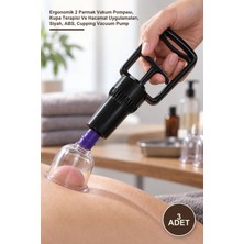 Yenilig 3 Adet Hacamat Pompası – Ergonomik 2 Parmak Vakum Pompası, Kupa Terapisi ve Hacamat Uygulamaları, Siyah, Abs, Cupping Vacuum Pump