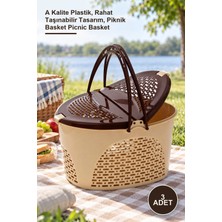 Yenilig 3 Adet Büyük Oval Piknik Sepeti – A Kalite Plastik, Rahat Taşınabilir Tasarım, Piknik Basket Picnic Basket