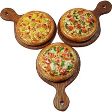 Happy Trend Parça Pizza Bebek Evi Ahşap Tepsi Üzerinde Minyatür, Bebek Evi Yiyecek Bebek Evi Mutfak Minyatür