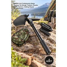 Yenilig 4 Adet Katlanabilir Kazma Kürek Seti – Portatif Çok Fonksiyonlu Kamp Kazması ve Küreği, Testere, Pusula, Bottle Opener, Folding Shovel