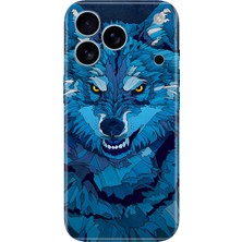 Nurdic iPhone 18 Pro / 17 Pro Kılıf 0.4mm Lazer Kesim Silikon Kapak Mavi Çizim Kurt