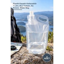 Yenilig 4 Adet Su Torbası – Plastik Kapaklı Katlanabilir 1 Litre, Buz Torbası, Su Kesesi, Water Bag