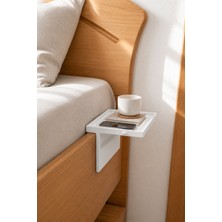 Dekonest Yatak Kenarı Organizer Rafı - 30 mm Bazaya Uyumlu (Beyaz) Pratik Yan Sehpa - Çok Amaçlı Telefon, Kahve ve Aksesuar Standı Beyaz