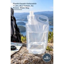 Yenilig 10 Adet Su Torbası – Plastik Kapaklı Katlanabilir 1 Litre, Buz Torbası, Su Kesesi, Water Bag