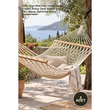 Yenilig 5 Adet Makrome Ip Lüks Tek Kişilik Hamak – Kalın Örgü Makrome, Ahşap Denge Çıtaları, Bahçe Teras Balkon Için, Ekru Beyaz, Hammock Swing