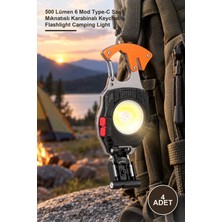 Yenilig 4 Adet Çok Fonksiyonlu Anahtarlık Kamp Lambası – 500 Lümen 6 Mod Type-C Şarjlı Mıknatıslı Karabinalı Keychain Flashlight Camping Light