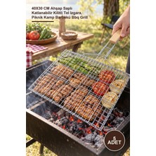 Yenilig 5 Adet Orta Boy Mangal Izgarası – 40X30 cm Ahşap Saplı Katlanabilir Kilitli Tel Izgara, Piknik Kamp Barbekü Bbq Grill