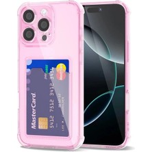 Efe Hed iPhone 16 Pro Uyumlu Kamera Korumalı Kartlıklı Köşeleri Airbag Tasarımlı Darbe Önleyici Pembe