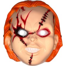 Patladı Gitti Chucky Maske – Turuncu Saçlı Dikiş Detaylı Cadılar Bayramı Korku Maskesi