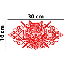 Meristeed Kılıçlı Kurt Tasarımlı Oto Sticker - Arka Cam, Araç, Motor, Dükkan, Vitrin ve Kask Etiketi - Düz Yüzey Uyumlu Dekoratif Modifiye Aksesuar (Siyah, Beyaz, Kırmızı, Hologram Renk Seçenekli) MRSTD144