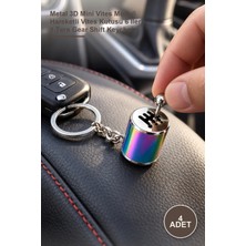 Yenilig 4 Adet Oto Vites Anahtarlık – Metal 3D Mini Vites Modeli Hareketli Vites Kutusu 6 Ileri 1 Ters Gear Shift Keychain