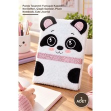Yenilig 3 Adet Peluş Defter – Panda Tasarımlı Yumuşak Kapaklı Not Defteri, Çizgili Sayfalar, Plush Notebook, Cute Journal