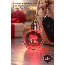 Yenilig 5 Adet Kristal Renk Değiştiren Anahtarlık – Sevimli Çift Tasarımlı, Işıklı Cam Keychain, Aşk Temalı 'ı Love You Forever'