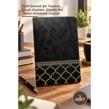 Yenilig 3 Adet Siyah Deri Defter – Gold Işlemeli Şık Tasarım, Çizgili Sayfalar, Günlük Not Defteri Notebook Journal