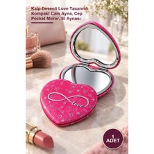 Yenilig 1 Adet Cep Aynası – Kalp Desenli Love Tasarımlı Kompakt Cam Ayna, Cep Pocket Mirror, El Aynası