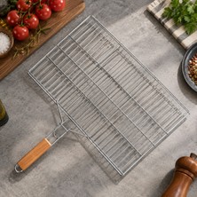 Mangal Izgarası Ahşap Saplı Kilitlenebilir Tel Barbekü Izgarası Piknik ve Kamp Için