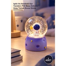 Yenilig 1 Adet Mini Boy Sevimli Astronot Kar Küresi – Işıklı ve Hareketli Kar Taneleri, Pilli Masa Dekoru, Uzay Temalı Snow Globe