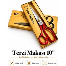 Suji Terzi Kumaş Kesim Makası - Kırmızı 10 Numara 26 cm - Sk5 Paslanmaz Çelik Nova