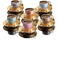 Pileli Store Lal Desenli Mix Kahve Seti ROYALEKS-BSM109