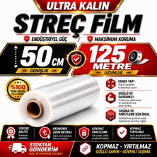 Enjoy Party Store Streç Film 50 cm x 125 Metre Şeffaf Palet ve Eşya Sarma Ambalaj Streçi 17 Mikron Kalın