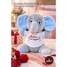 Yenilig 5 Adet Peluş Fil – 'seni Seviyorum' Baskılı Tişörtlü Sevimli Oyuncak, 25 cm Yumuşak Peluş, Gri Gövde Mavi Kulak, Plush Elephant