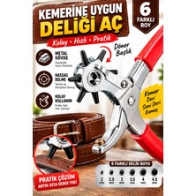 Open City Evde 6 Farklı Boy Kemer Delme Pensesi Döner Başlıklı Metal Delik Açma Aparatı Deri Kemer Kayışı Için