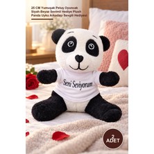 Yenilig 2 Adet Seni Seviyorum Tişörtlü Peluş Panda – 25 cm Yumuşak Peluş Oyuncak Siyah-Beyaz Sevimli Hediye Plush Panda Uyku Arkadaşı Sevgili Hediyesi