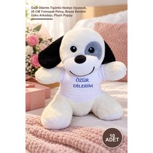 Yenilig 10 Adet Peluş Köpek – Özür Dilerim Tişörtlü Hediye Oyuncak, 25 cm Yumuşak Peluş, Beyaz Benekli Uyku Arkadaşı, Plush Puppy