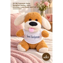 Yenilig 3 Adet Seni Seviyorum Tişörtlü Sevimli Peluş Köpek – 25 cm Yumuşak Peluş, Sevgiliye Hediye, Uyku Arkadaşı, Love Plush Soft Toy
