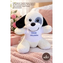 Yenilig 4 Adet Peluş Köpek – Özür Dilerim Tişörtlü Hediye Oyuncak, 25 cm Yumuşak Peluş, Beyaz Benekli Uyku Arkadaşı, Plush Puppy