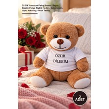 Yenilig 2 Adet Özür Dilerim Peluş Ayıcık – 25 cm Yumuşak Peluş Kumaş, Beyaz Baskılı Penye Tişört, Hediye, Dekorasyon, Uyku Arkadaşı, Plush Teddy
