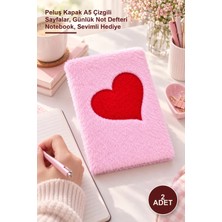 Yenilig 2 Adet Kalpli Pembe Peluş Defter – Peluş Kapak A5 Çizgili Sayfalar, Günlük Not Defteri Notebook, Sevimli Hediye